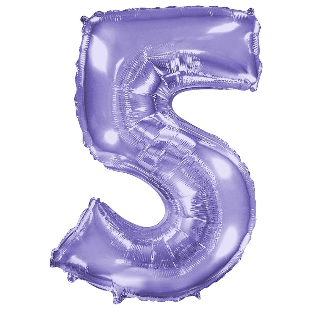 Шар (40''/102 см) Цифра, 5, Сиреневый (Flexmetal)
