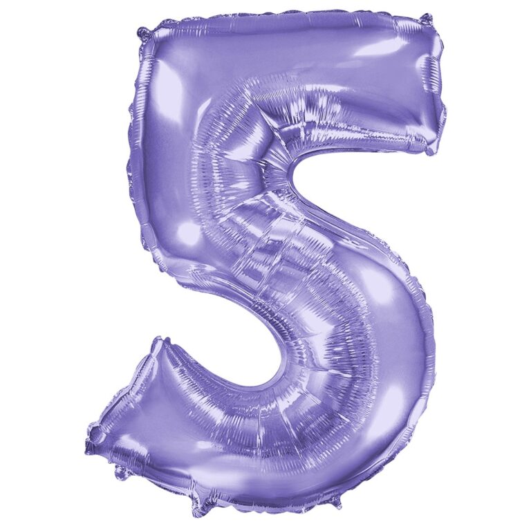 Шар (40''/102 см) Цифра, 5, Сиреневый (Flexmetal)