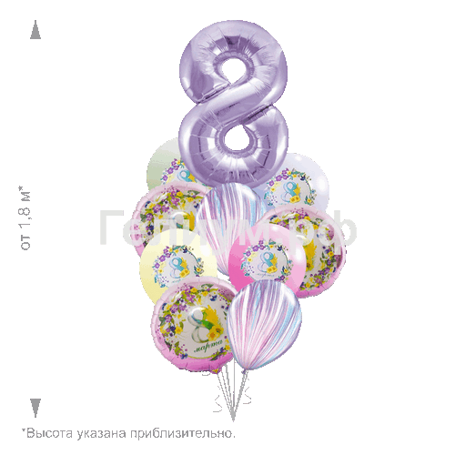 Облако воздушных шаров на 8 марта