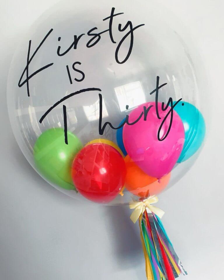 Шар с шариками внутри Радуга (любая индивидуальная надпись)