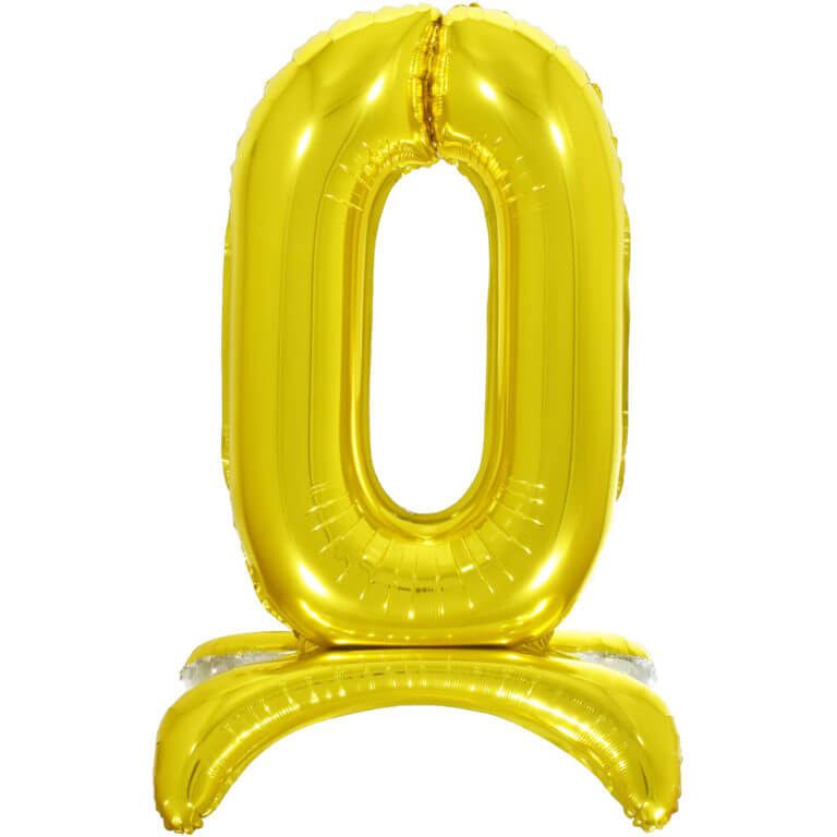 Шар цифра 0 золотая, на подставке, 81 см