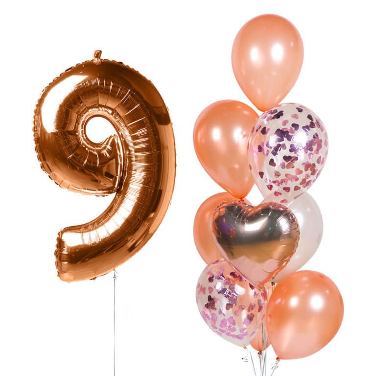 Набор воздушных шаров розовое золото ( Цифра может быть любая)