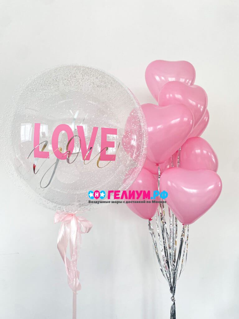Набор шаров Розовые сердца