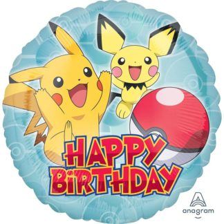 Фольгированный круг Happy Birthday (Пикачу), 46 см