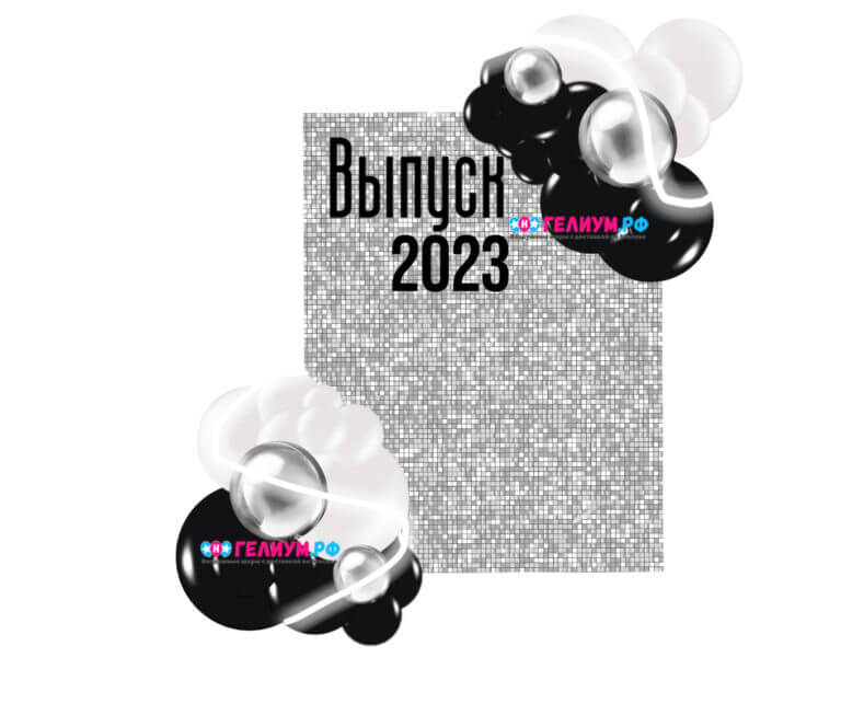 Фотозона из шаров черно-серебренная