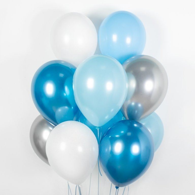 Фонтан из шаров голубые, синие,белые,серебро