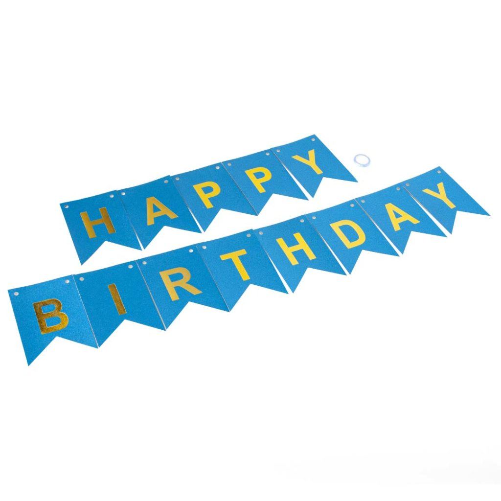 Гирлянда Флажки, Happy birthday (голубой)