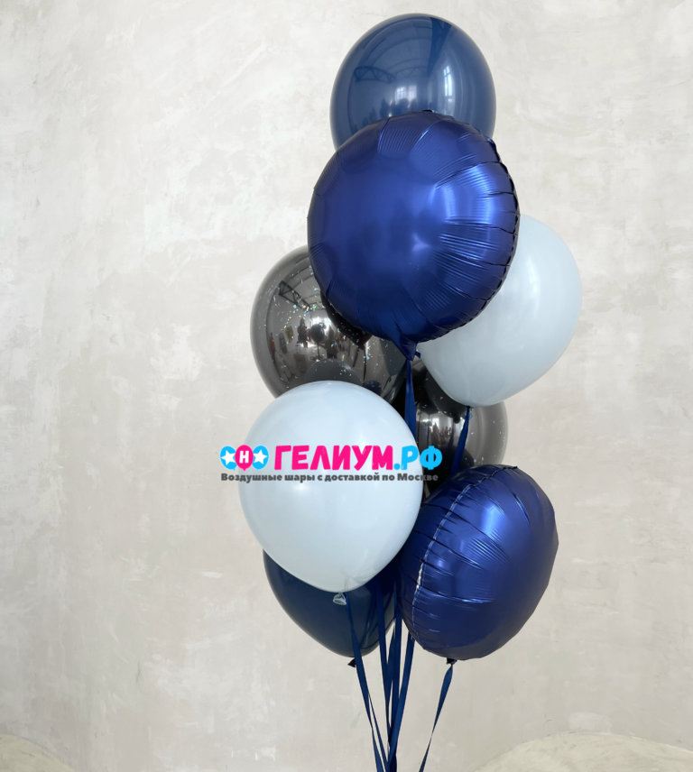Фонтан из 9 шаров чёрные,голубые,синие