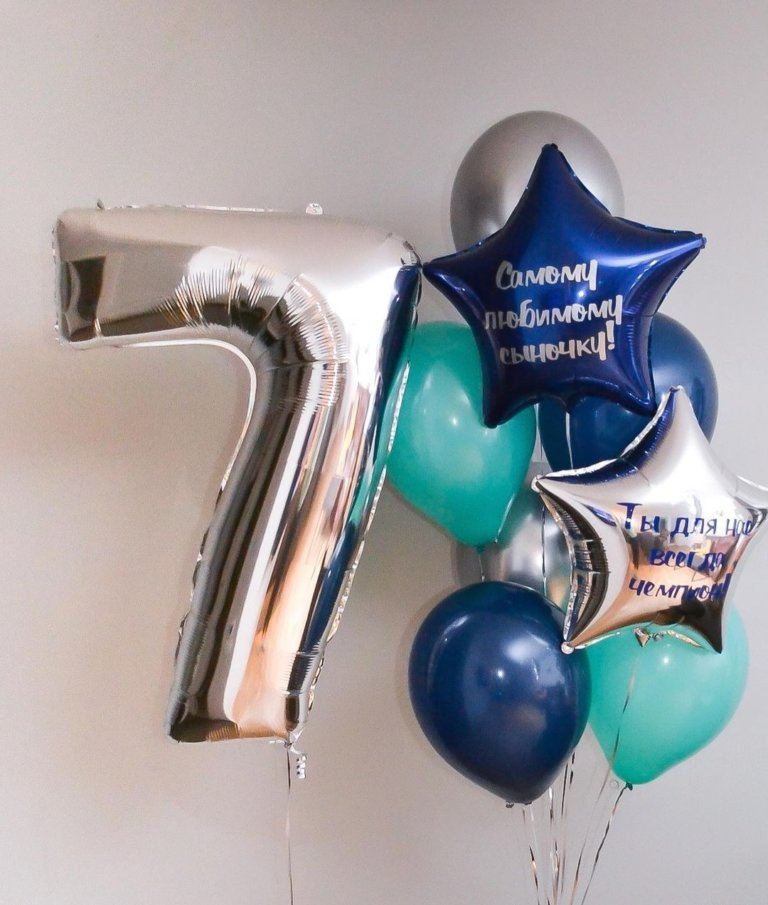 Воздушные шары серебро-синие