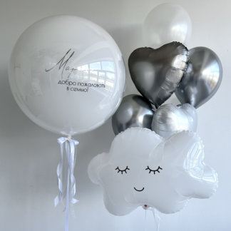 Набор шаров белые и серебро на выписку
