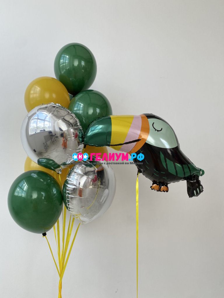 Воздушные шары зелёные и горчичные