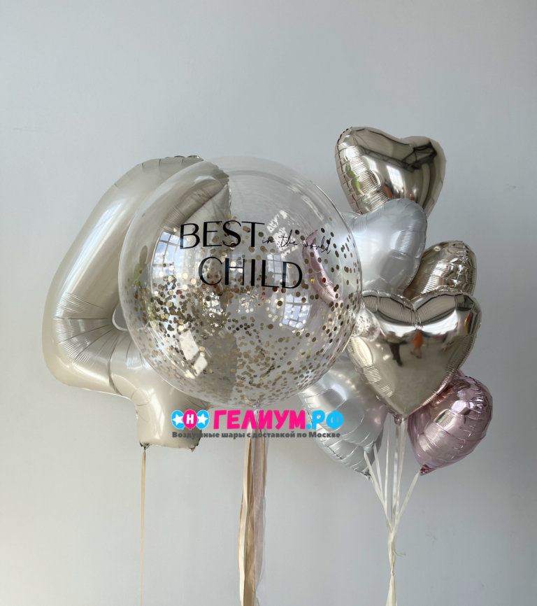 Набор шаров с баблом и сердцами