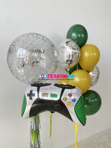 Набор воздушных шаров с джойстиком жёлтые и зелёные