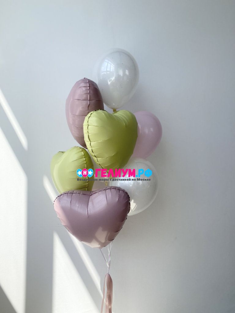 Фонтан из 10 шаров розовых и белых