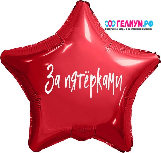 Шар красная звезда с надписью «За пятёрками»
