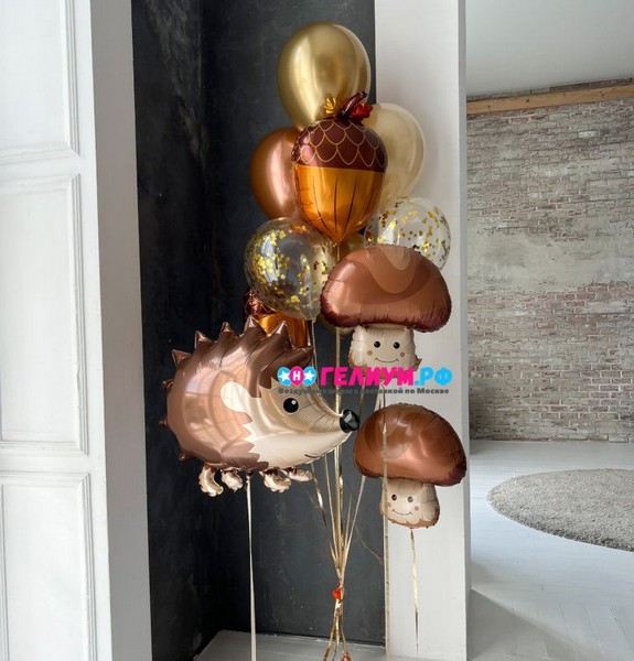 Надувные шары с гелием Грибы и Ёжик