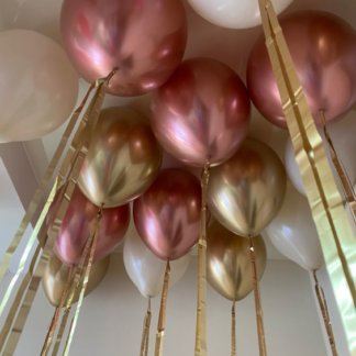 Шары под потолок хром розовые,золотые,бежевые 15 штук
