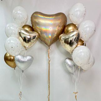 Набор воздушных шаров белые и золотые