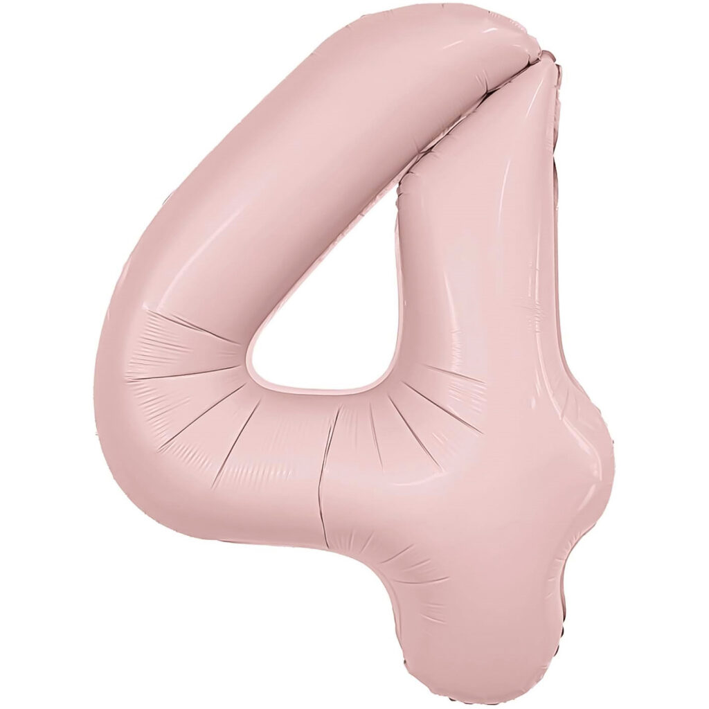 Шар (40''/102 см) Цифра, 4 Slim, Пыльная роза (Agura)