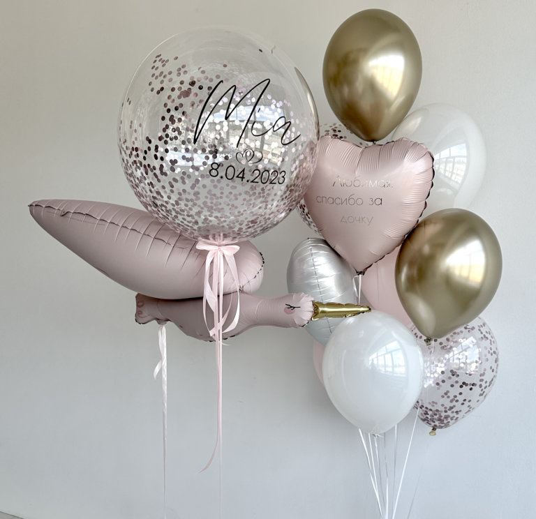 Шары на выписку из роддома аист для девочки