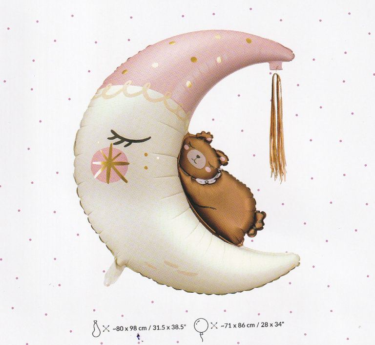 Шар фигура Мишка на луне розовый, 80 см