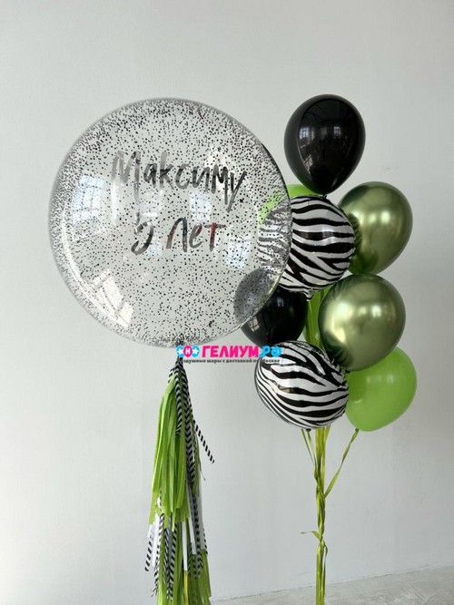 Шары воздушные  с гелием зелёные и черные