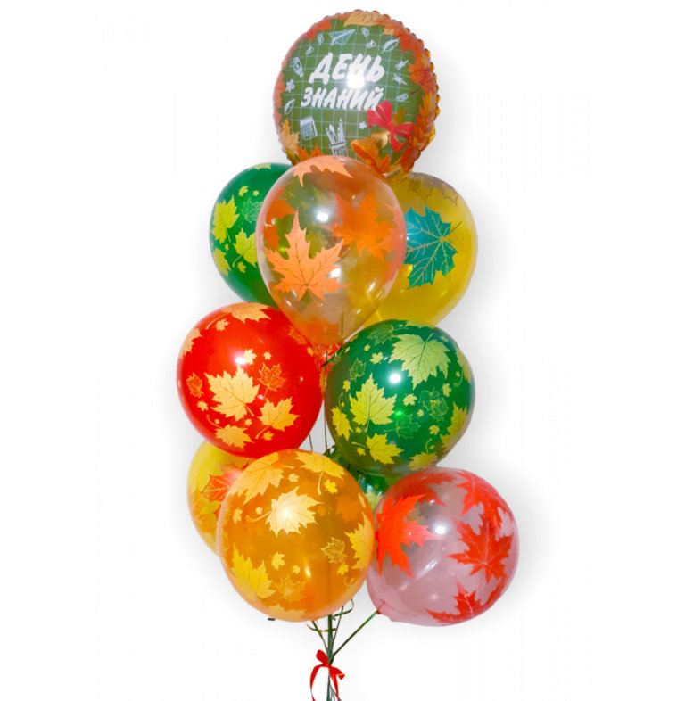 Фонтан шаров кленовые листья День знаний