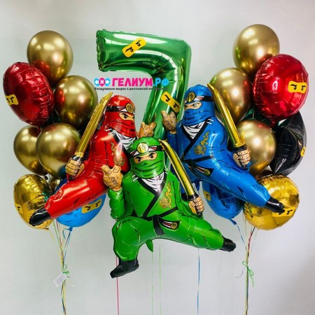 Набор шаров на день рождения Лего ниндзяго