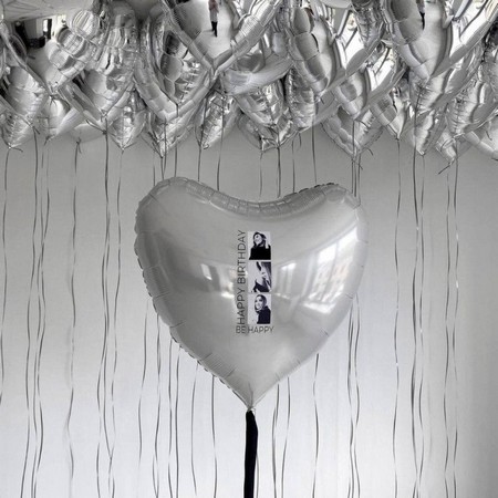 Набор шаров белых сердец с фото