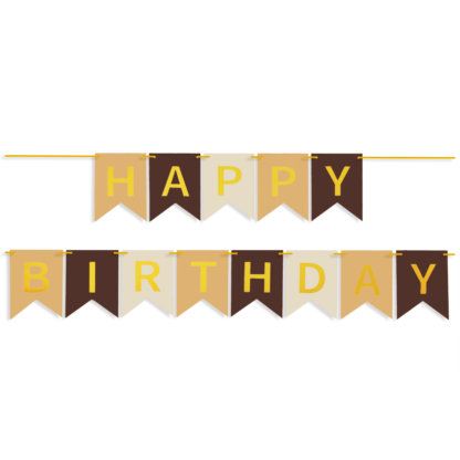 Гирлянда Флажки, Happy Birthday! (бежевый микс)