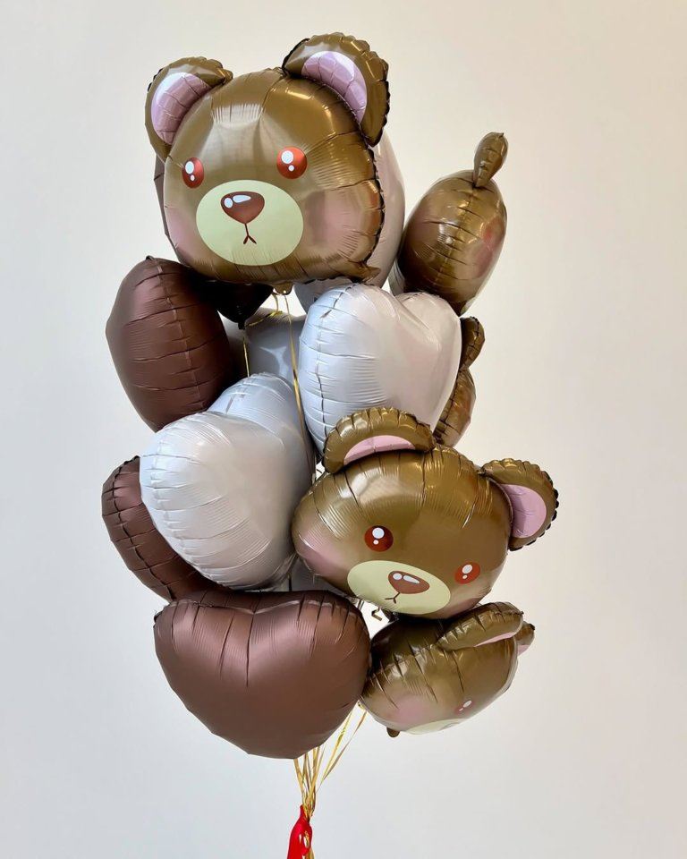 Шары с гелием Мишки с сердцами