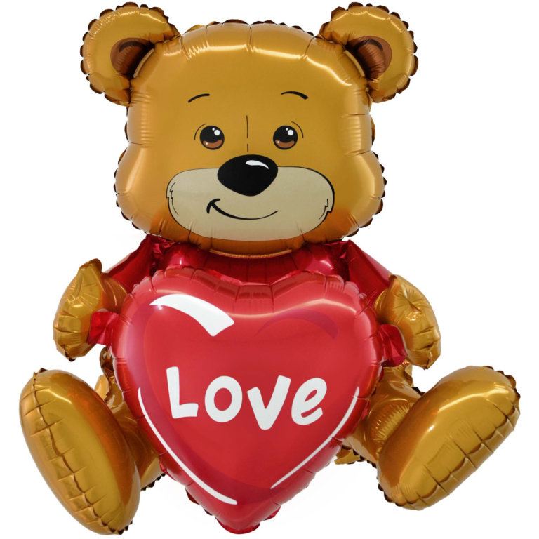 Сидячий мишка с сердцем, 51 см