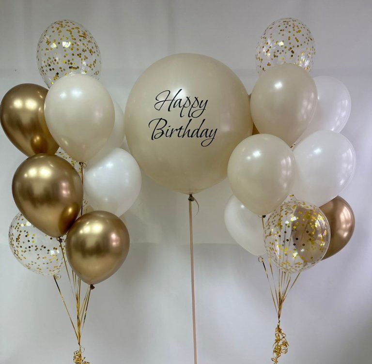 Воздушные шары белые с золотым