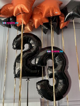 Шары чёрные и оранжевые с цифрами 23