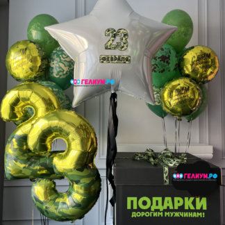 Шары в коробке с гелием для мужчин 23 февраля