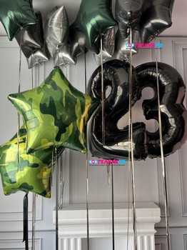 Воздушные шары звезды милитари с цифрами 23