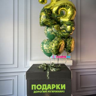 Шары в коробке с гелием для мужчины с цифрами 23