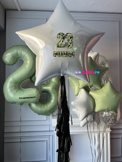Набор шаров чёрных и оливковых на 23 февраля