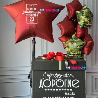 Шары в коробке с гелием для мужчин «23 февраля»