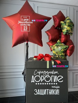 Шары в коробке с гелием для мужчин «23 февраля»