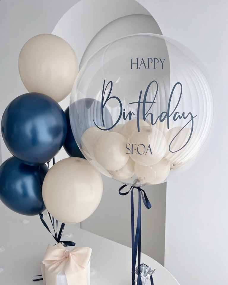 Набор шаров Happy синие бежевые шары