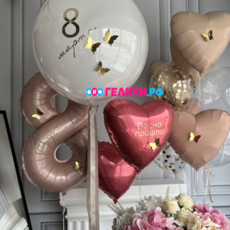 Оформления шариками на 8 марта