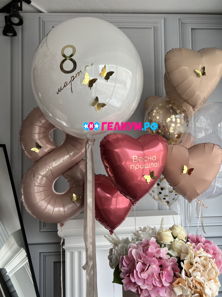 Оформления шариками на 8 марта
