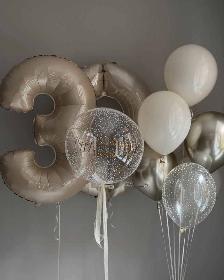 Набор шаров кремовые с большим шаром с надписью