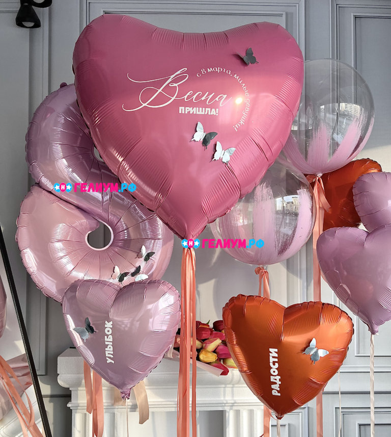 Набор шаров на 8 марта розовые