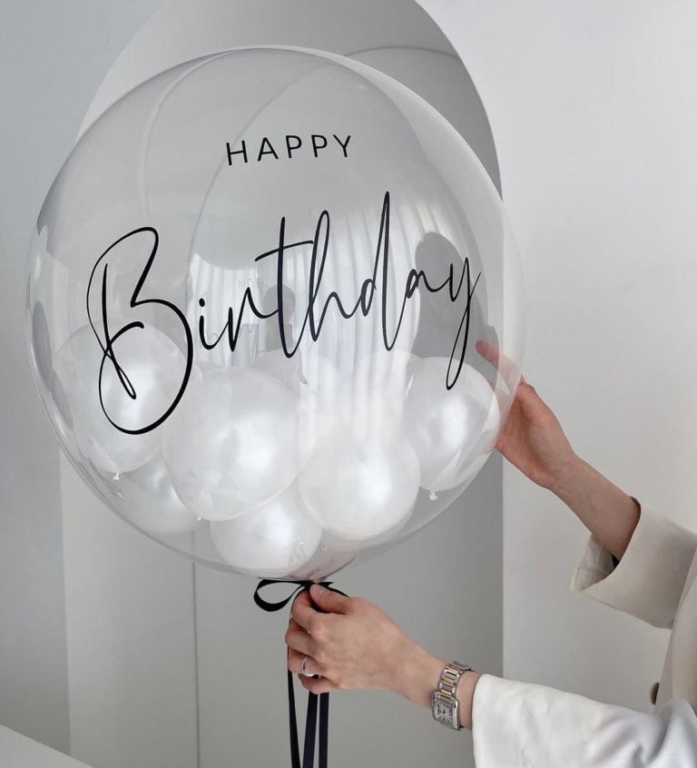 Шар баблс с шариками белыми и надписью