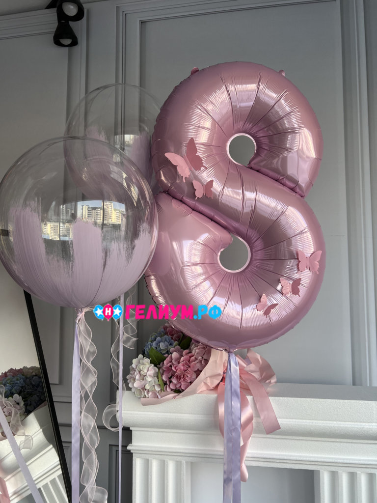 Шары прозрачные на 8 марта розовые