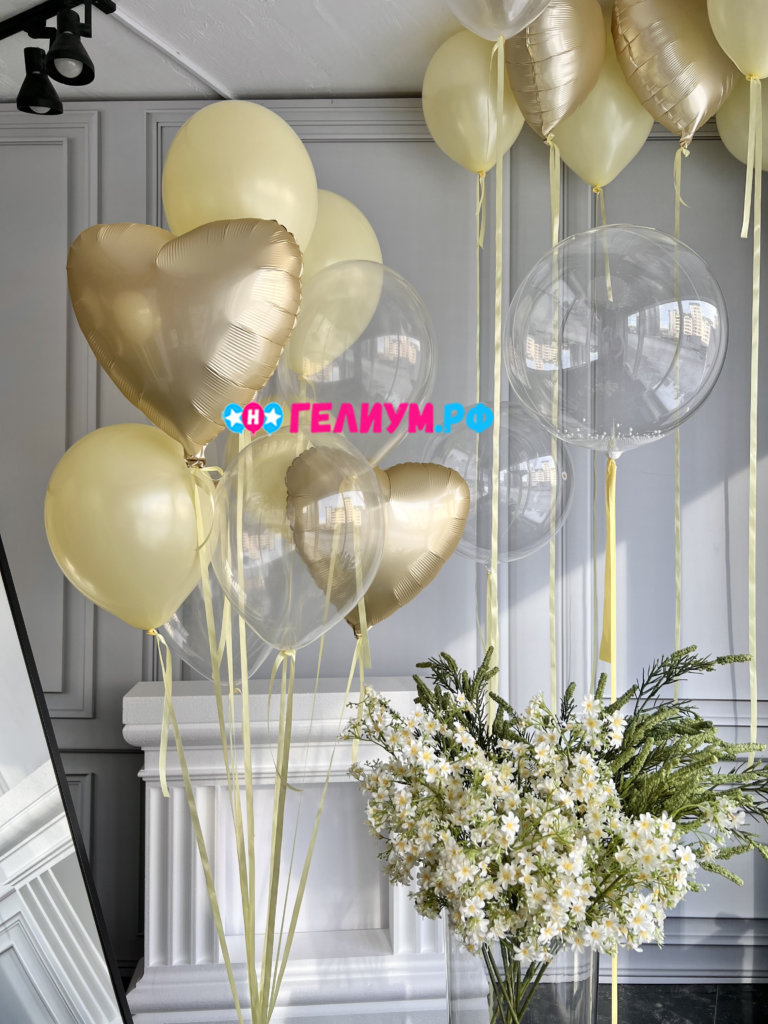 Набор гелиевых шаров на 8 марта Мимоза