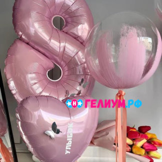 Шары с цифрой 8 розовые баблс