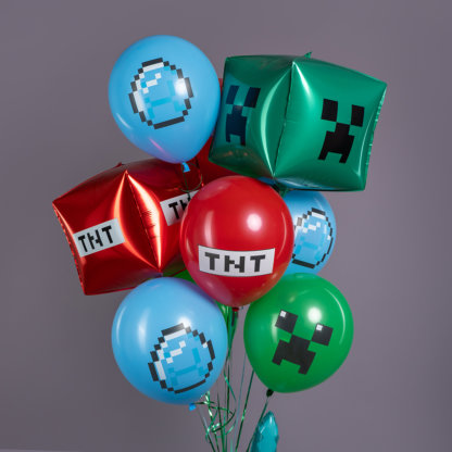 Шар Куб, Пиксели, TNT, Красный 56 см